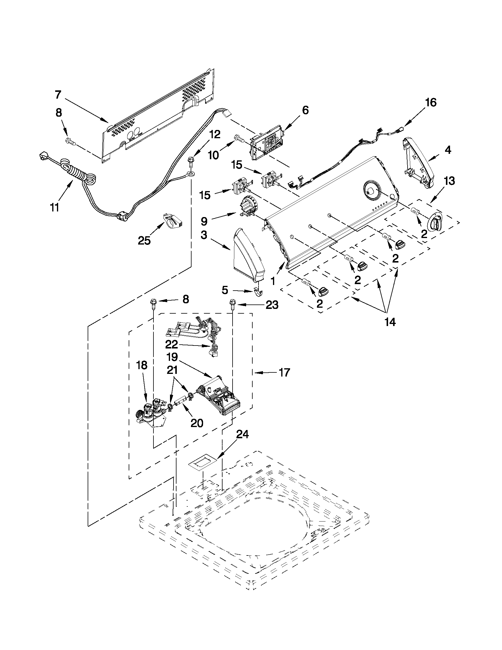 Controls and water inlet parts