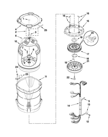 Motor, basket and tub parts