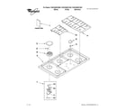 Whirlpool W5CG3625XS00 cooktop, burner and grate parts diagram
