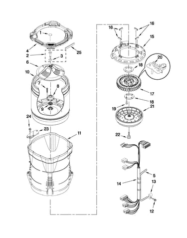 Motor, basket and tub parts