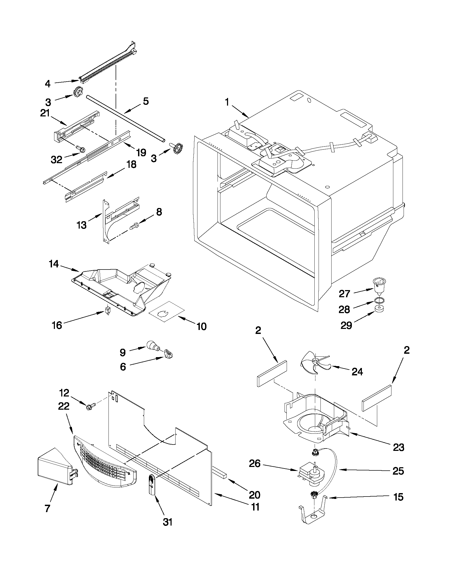 Freezer liner parts