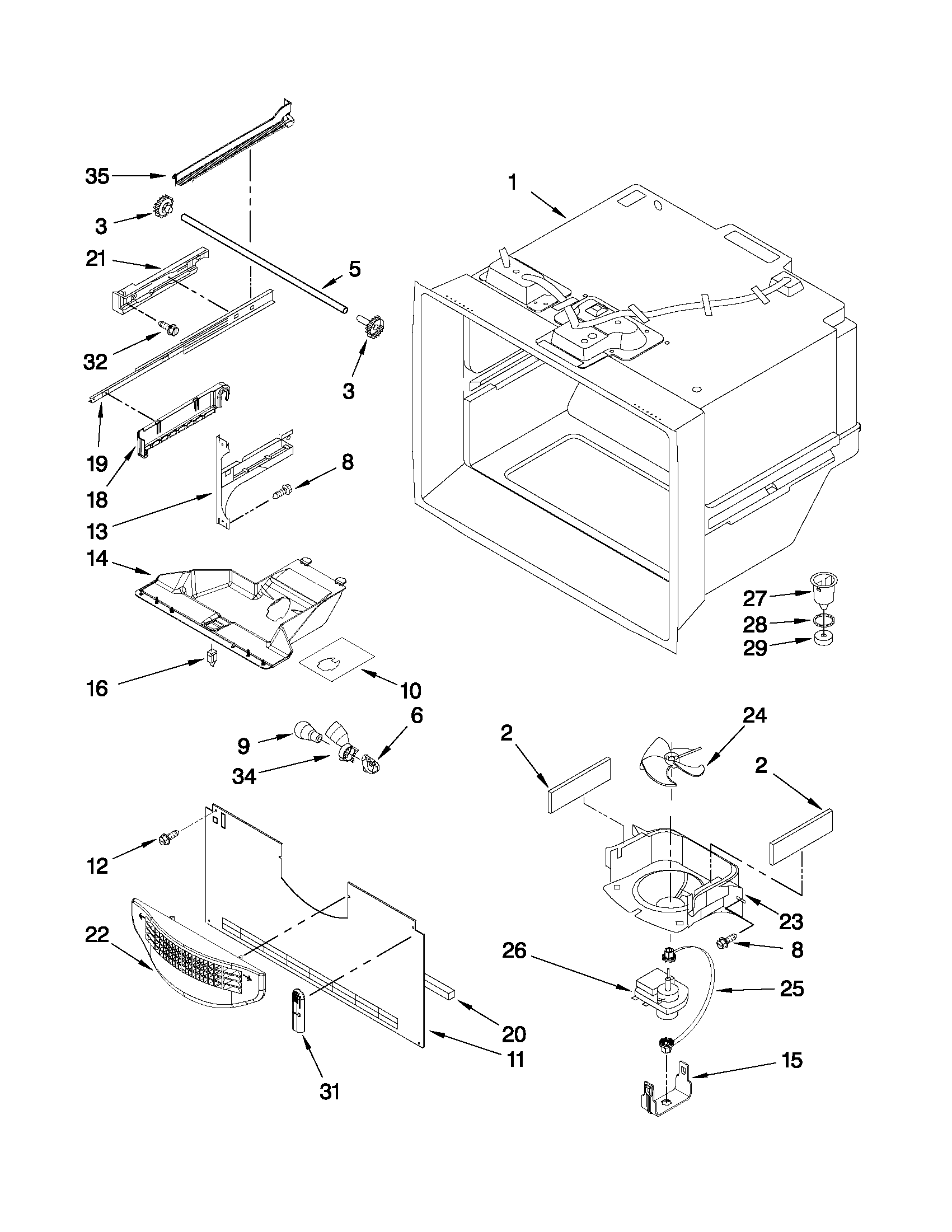 Freezer liner parts