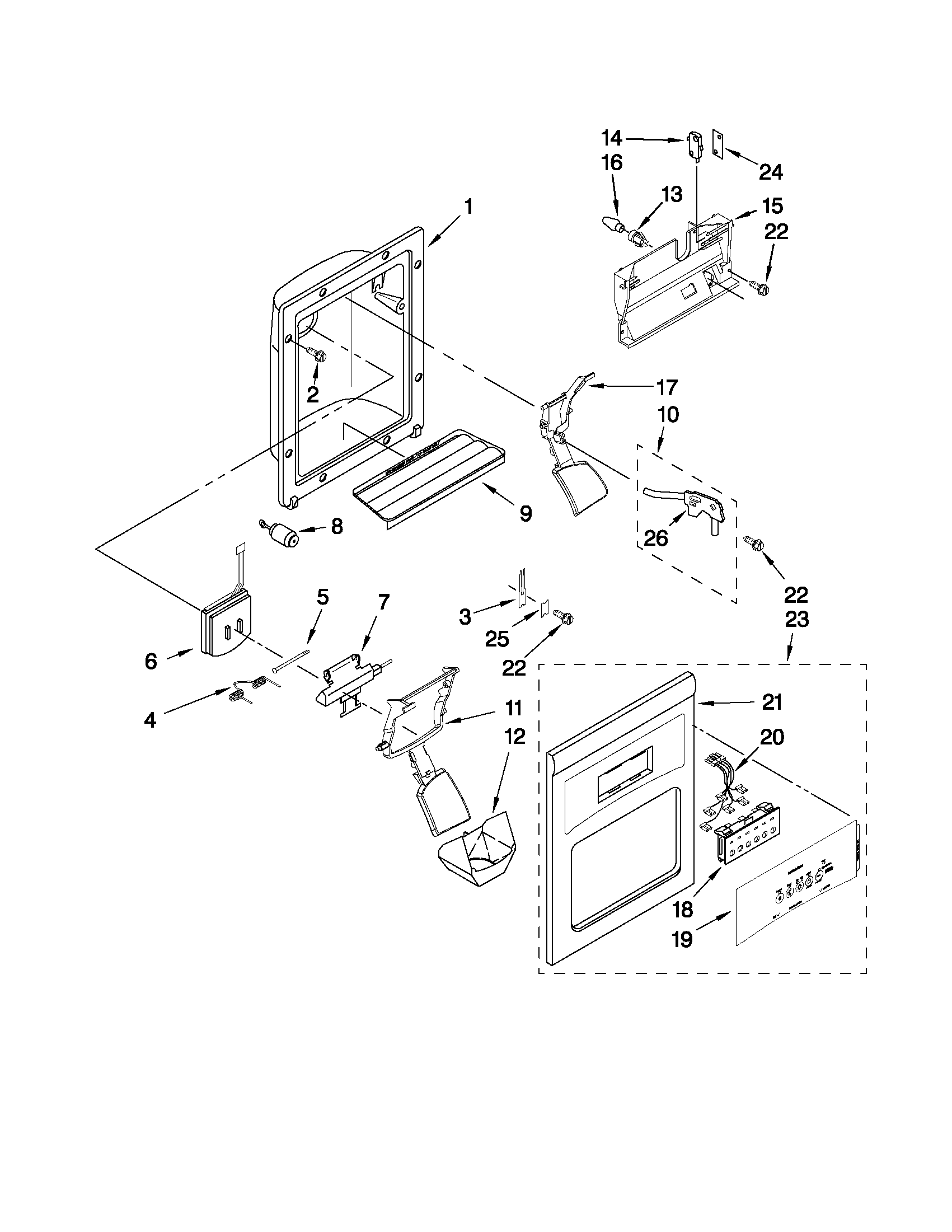 Dispenser front parts