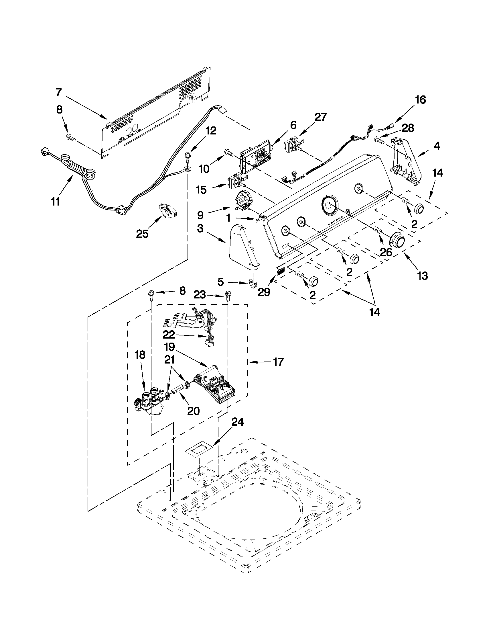 Controls and water inlet parts