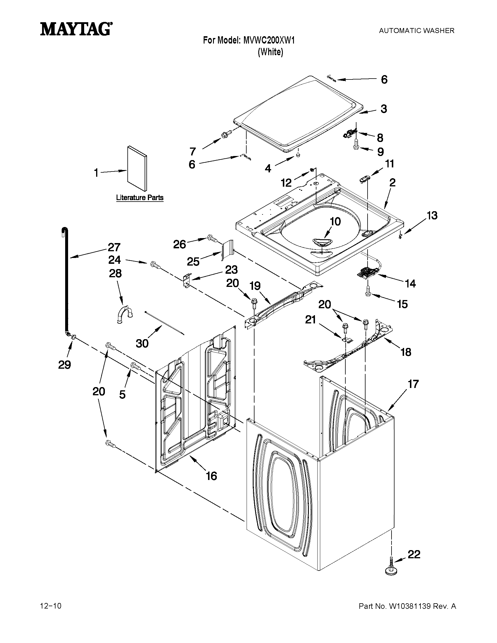 TOP AND CABINET PARTS