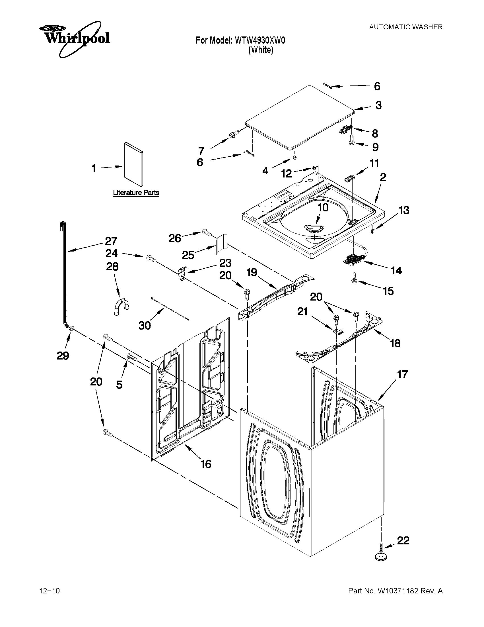 TOP AND CABINET PARTS