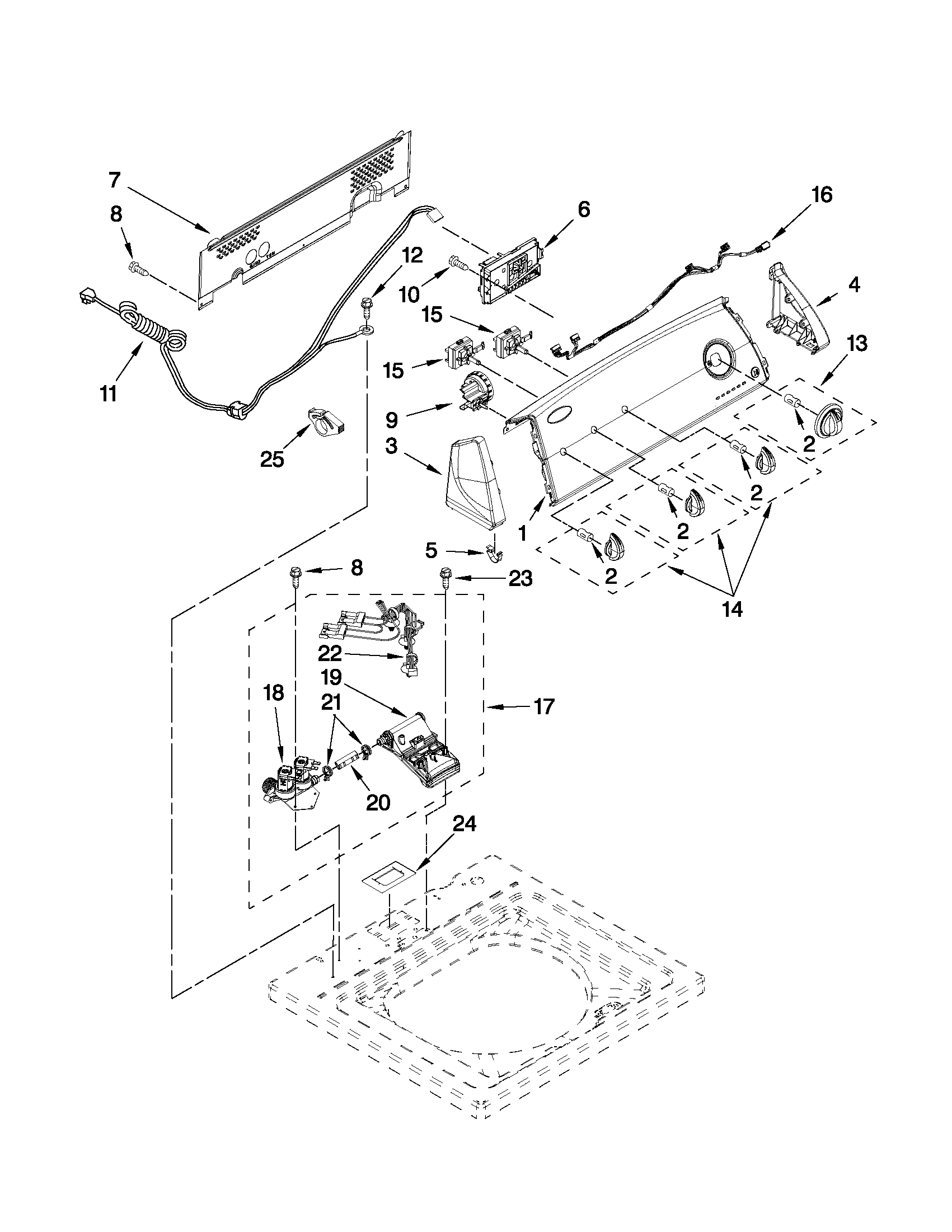 Controls and water inlet parts
