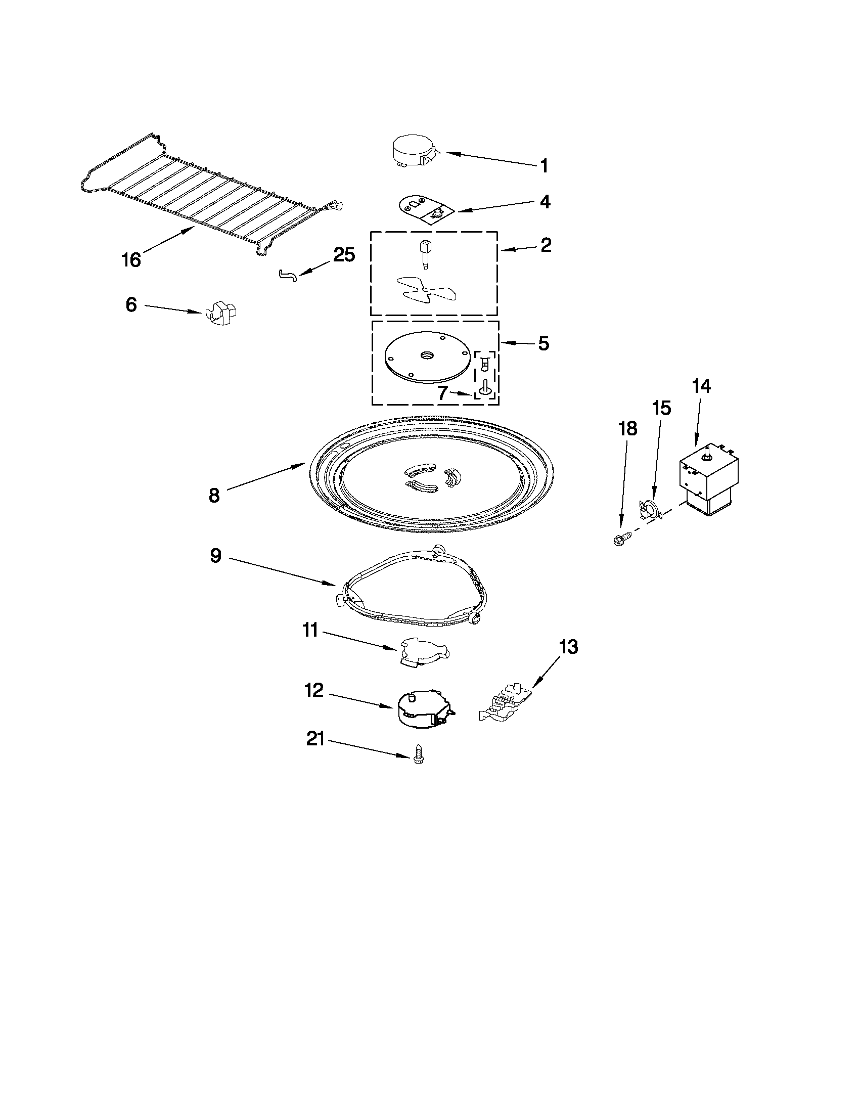 Magnetron and turntable parts