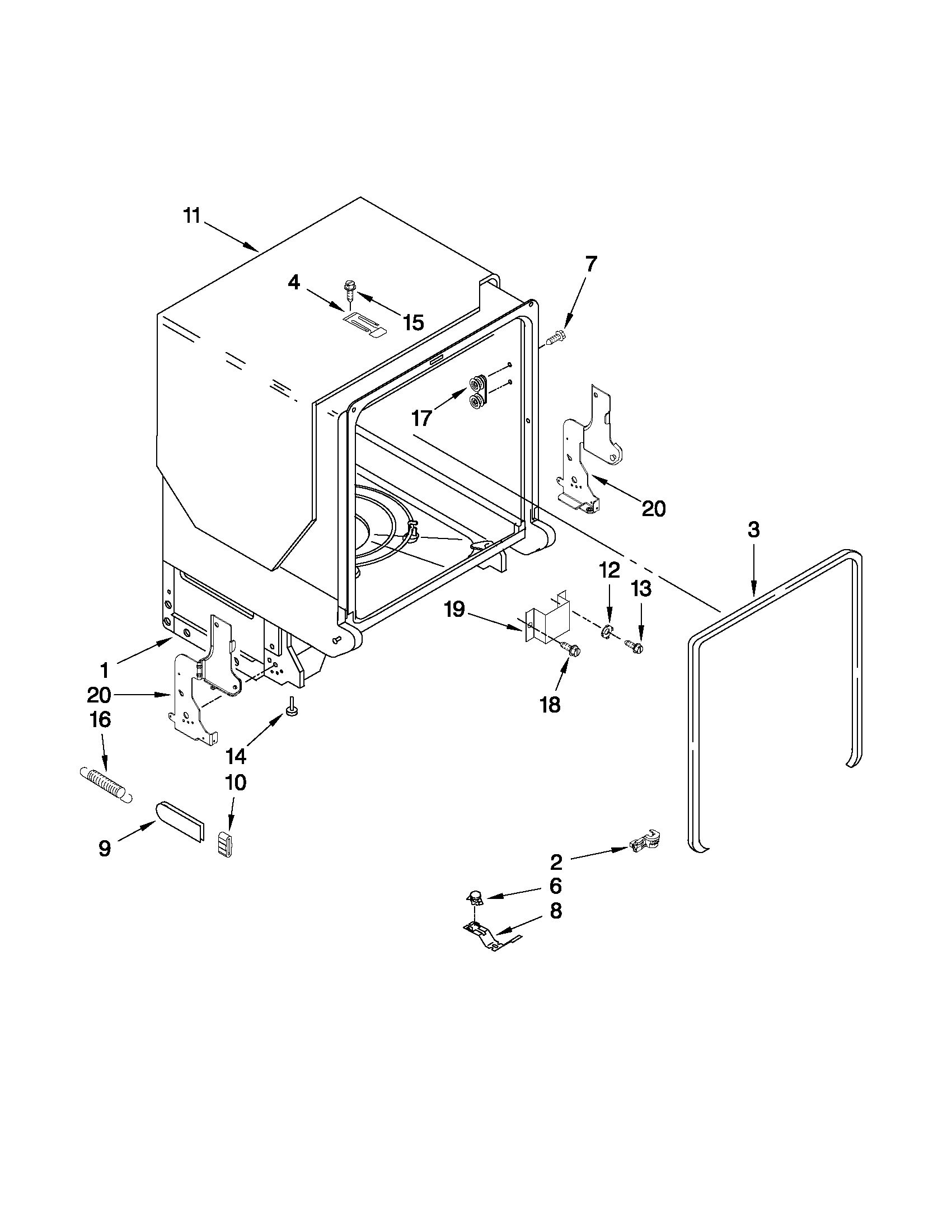 Tub and frame parts