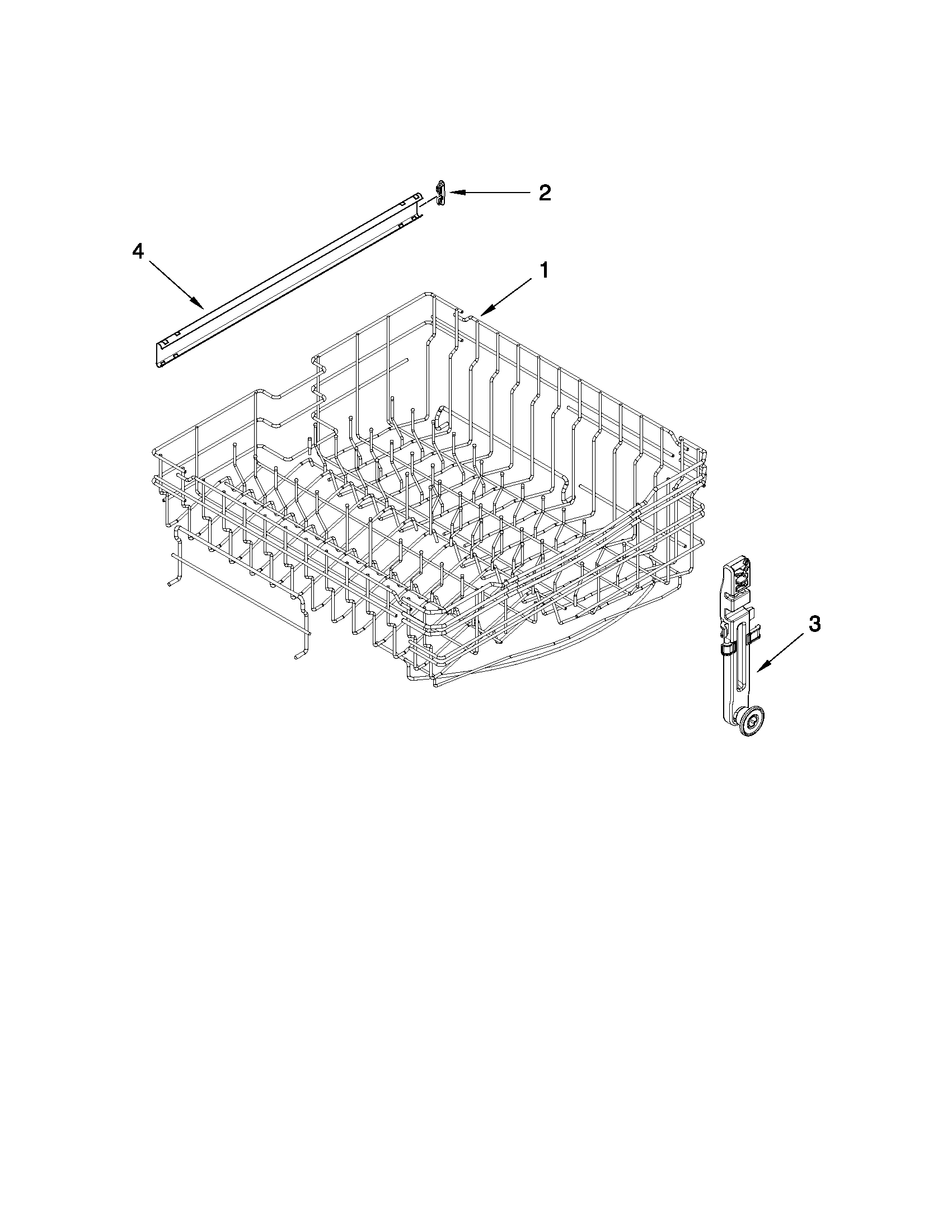 Upper rack and track parts