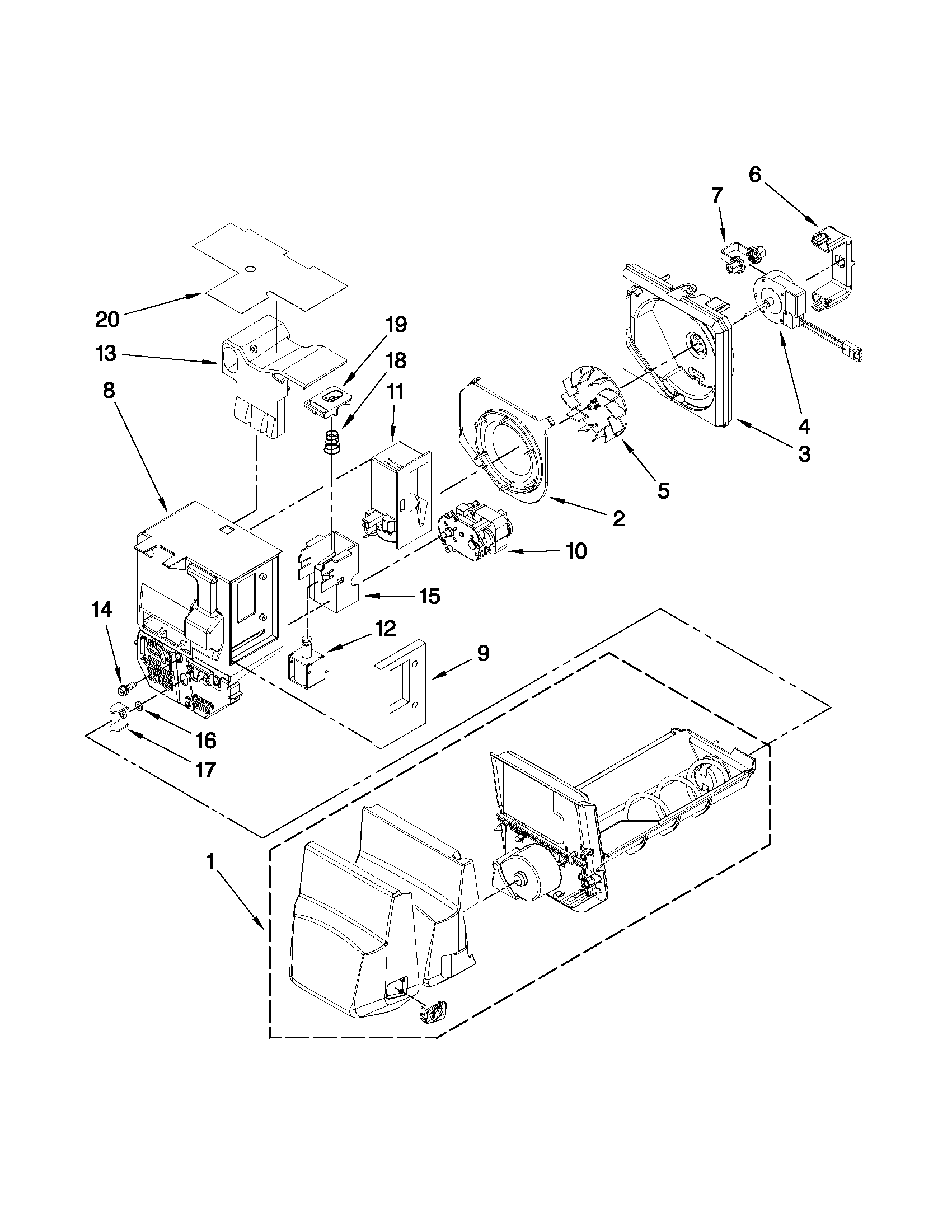 MOTOR AND ICE CONTAINER PARTS