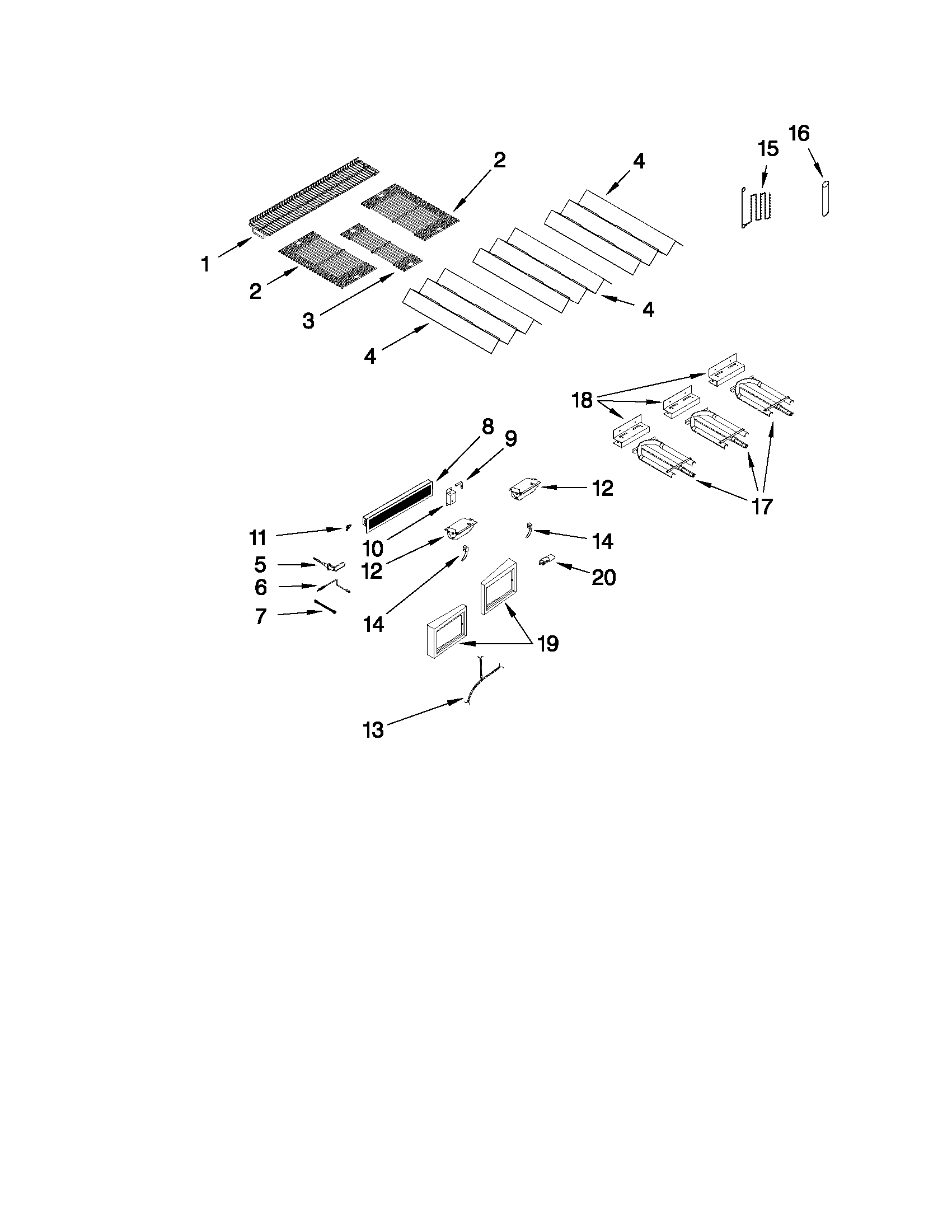 Burners, grates, and lights parts
