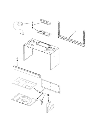 Cabinet and installation parts