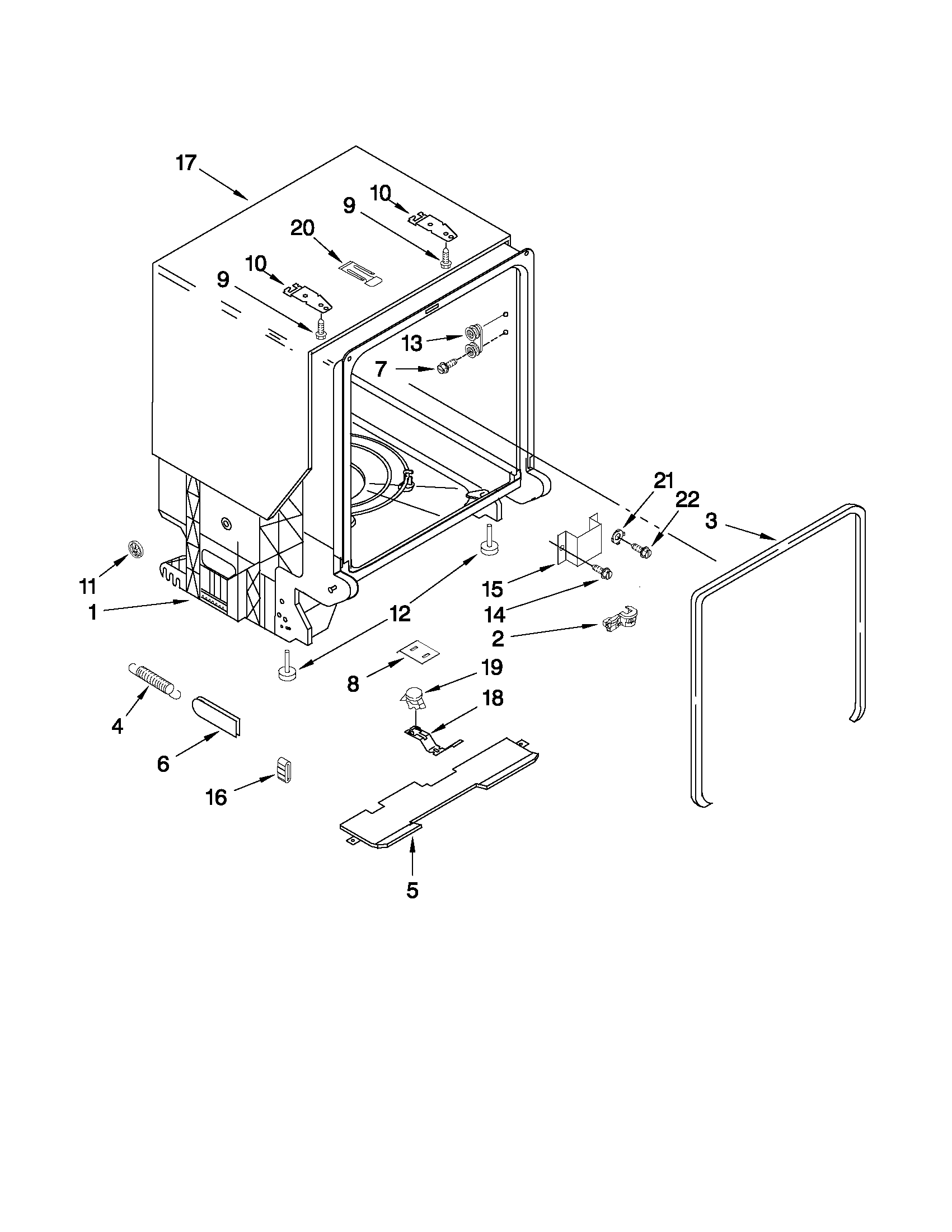 TUB AND FRAME PARTS