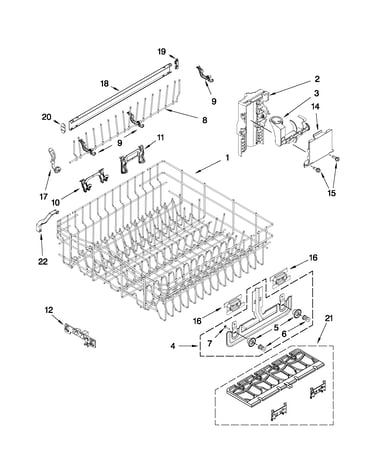Upper rack and track parts