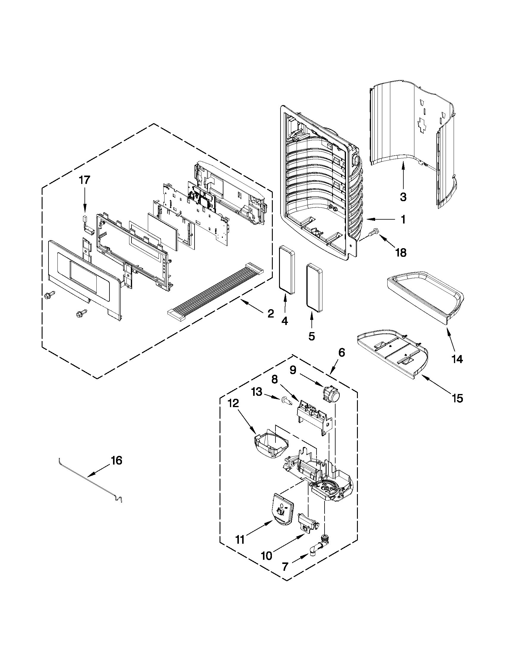 Dispenser front parts