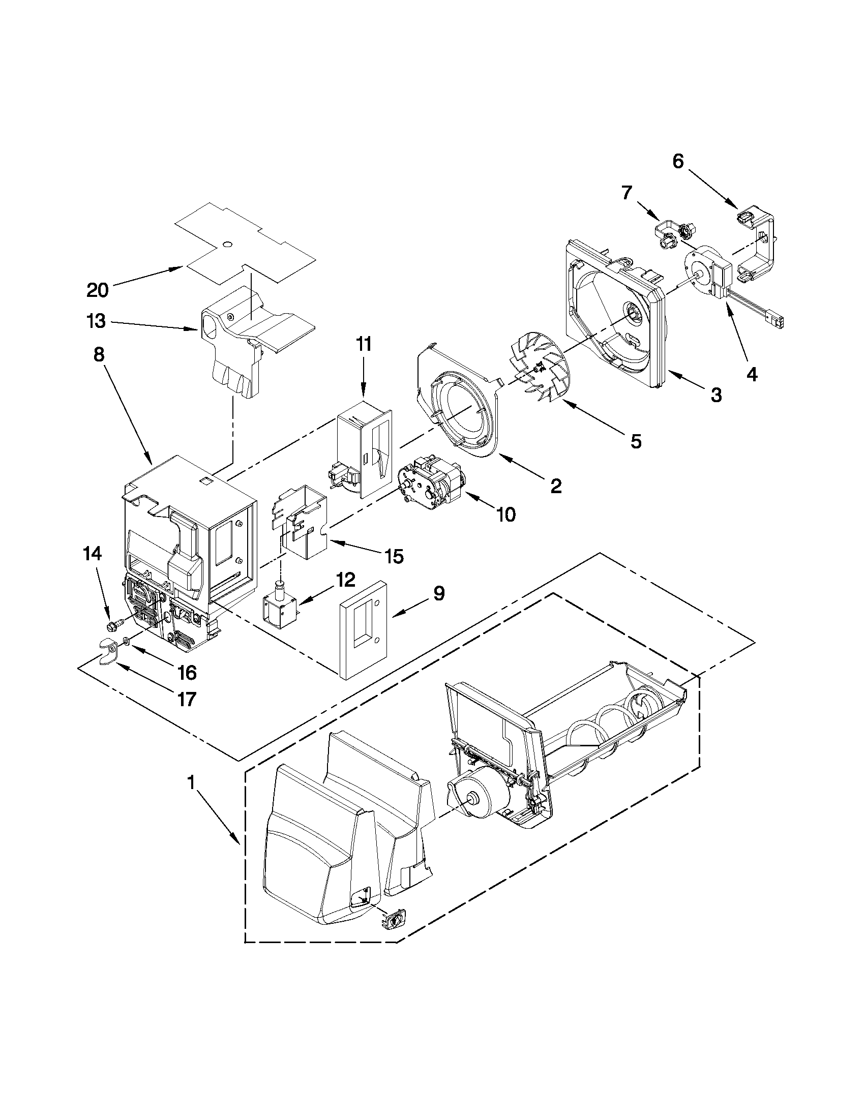 MOTOR AND ICE CONTAINER PARTS