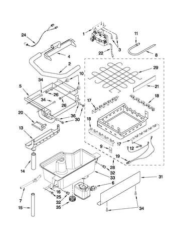 Evaporator, ice cutter grid and water parts