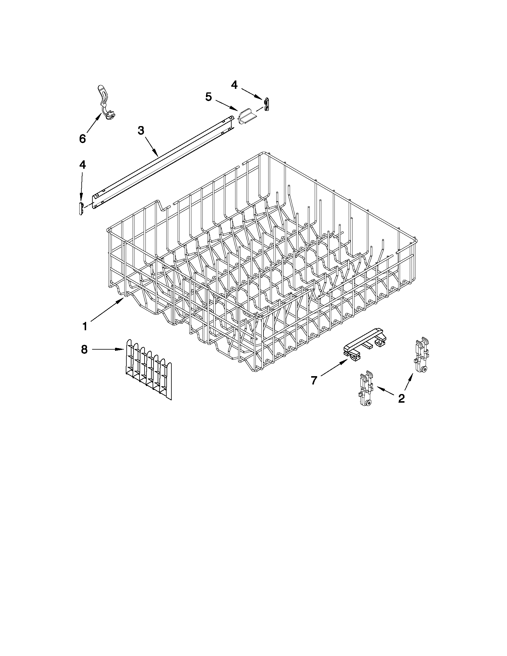 Upper rack and track parts