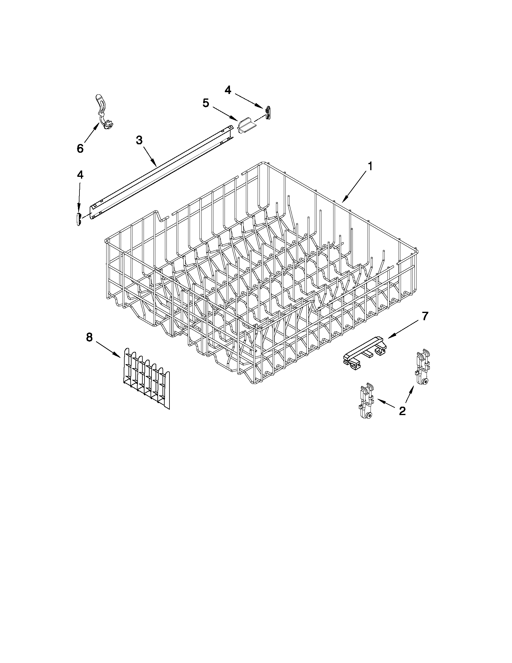 Upper rack and track parts