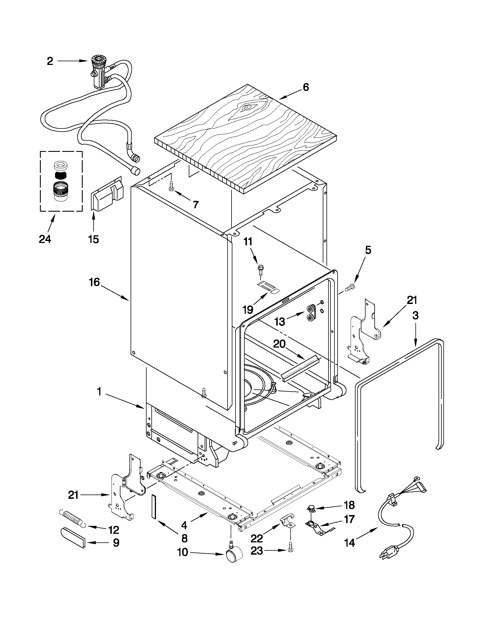 TUB AND FRAME PARTS