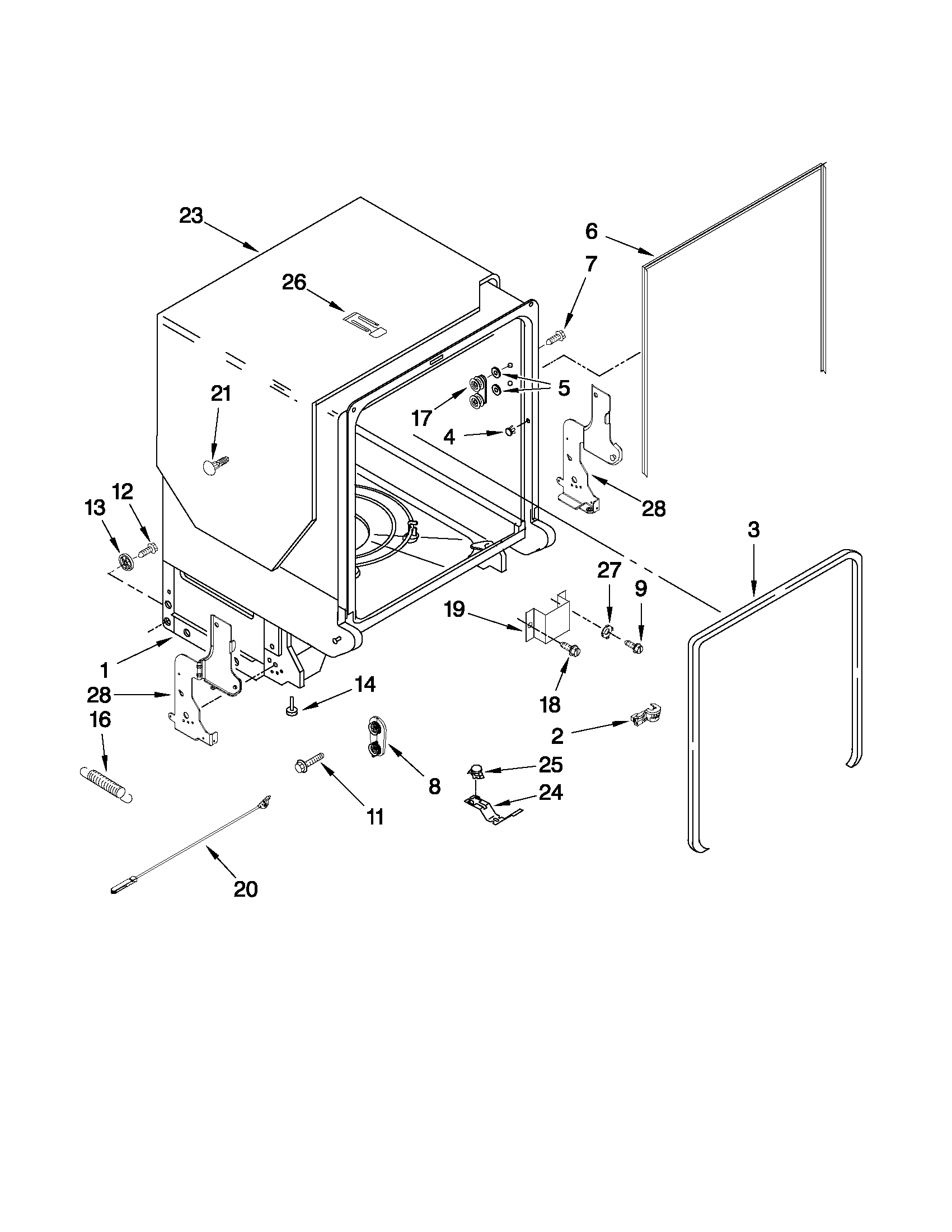 TUB AND FRAME PARTS