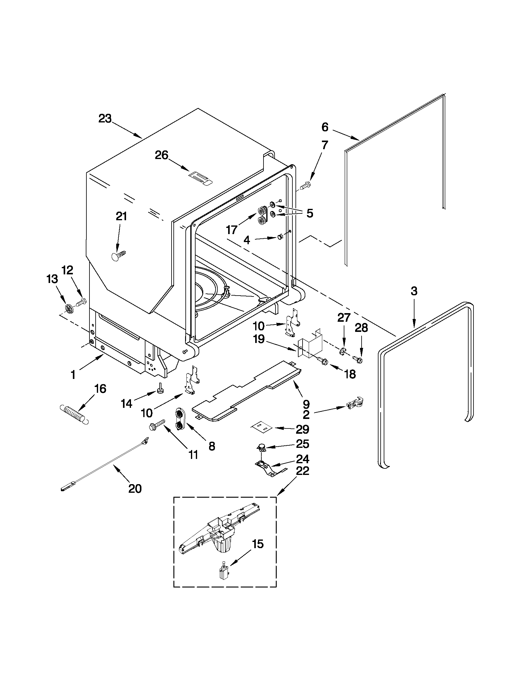 TUB AND FRAME PARTS