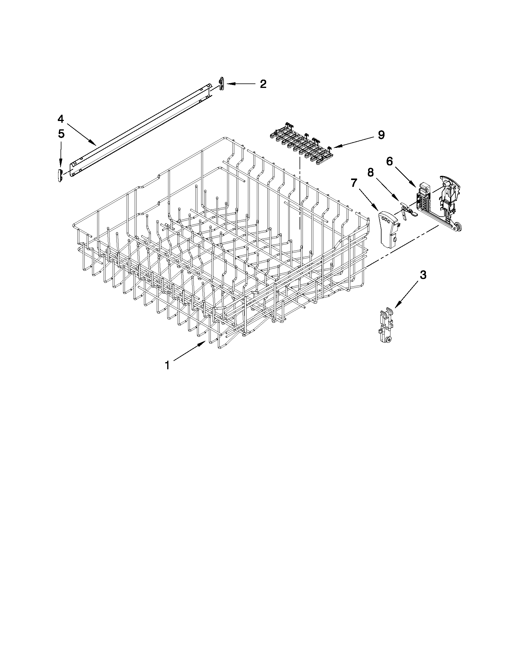 Upper rack and track parts
