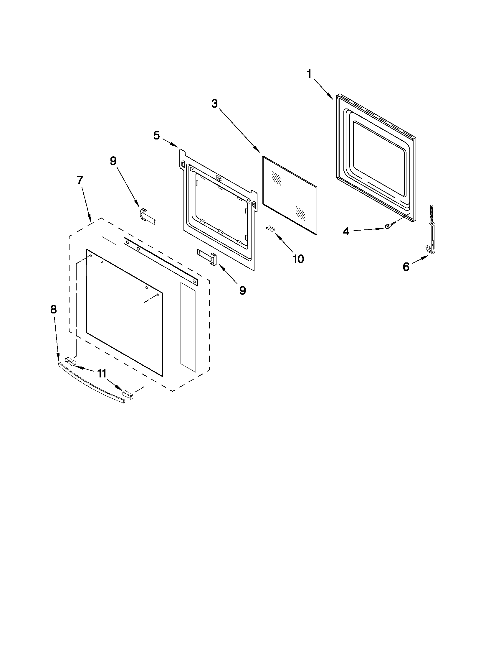 LOWER OVEN DOOR PARTS