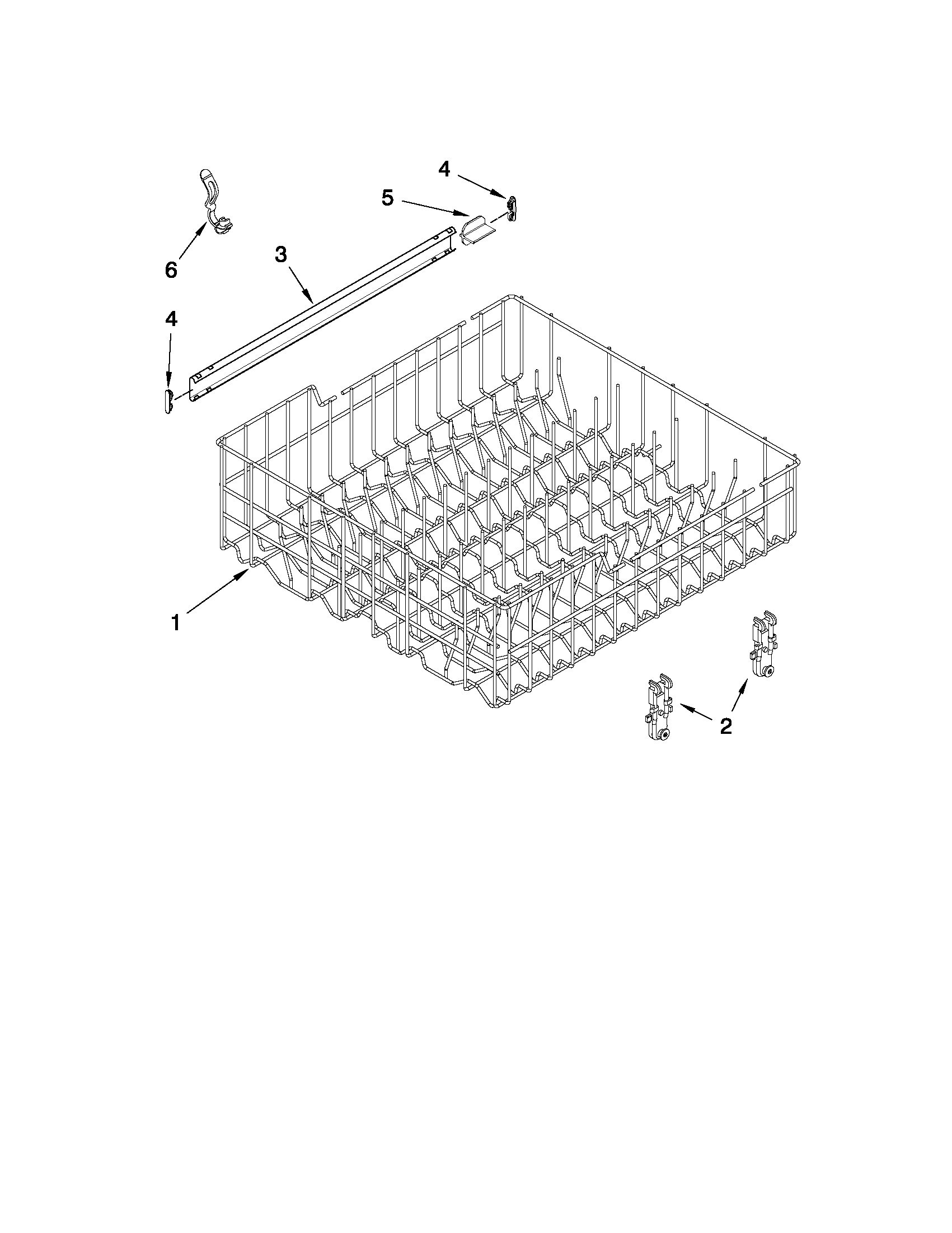 Upper rack and track parts