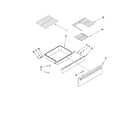 Maytag MES5875BAB19 drawer and rack parts diagram