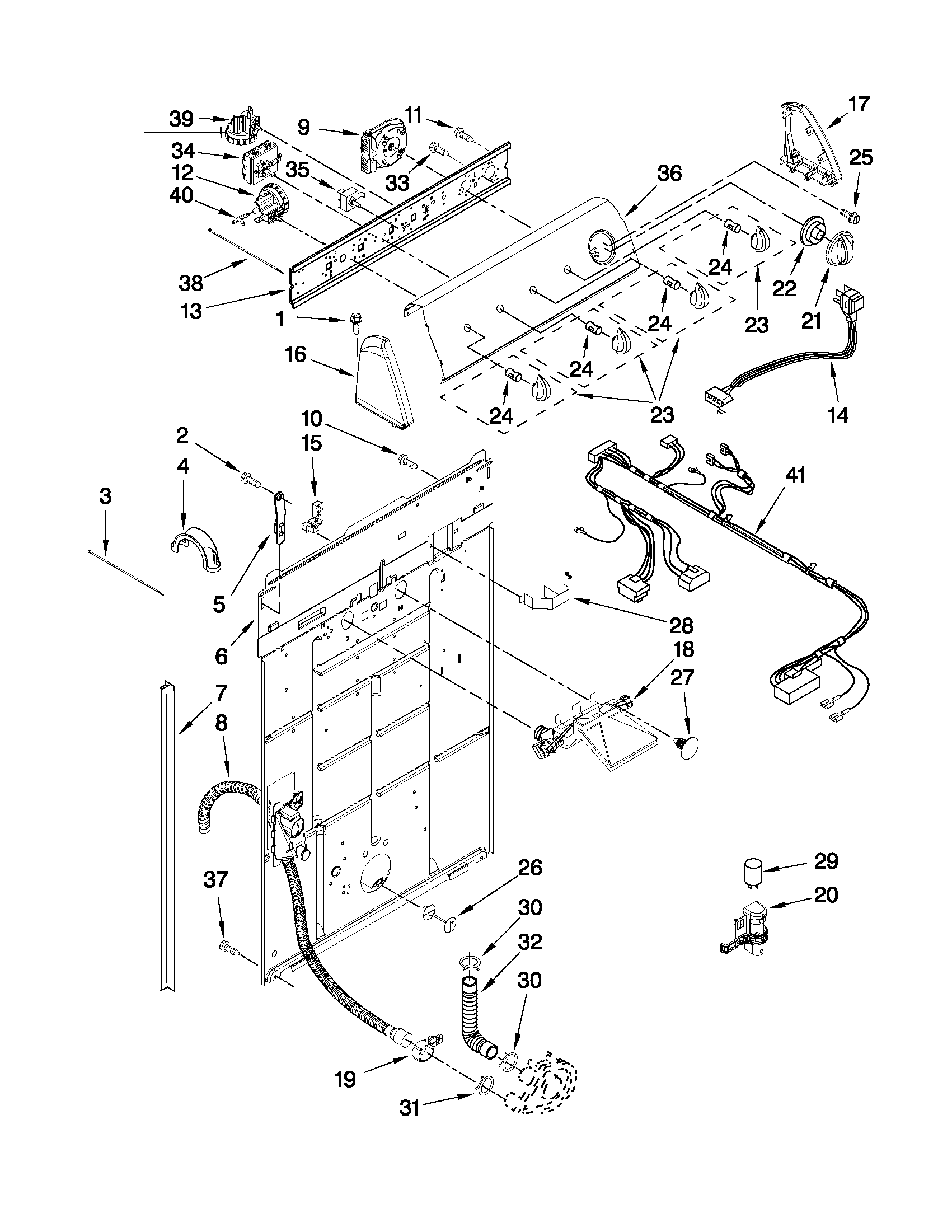 Controls and rear panel parts