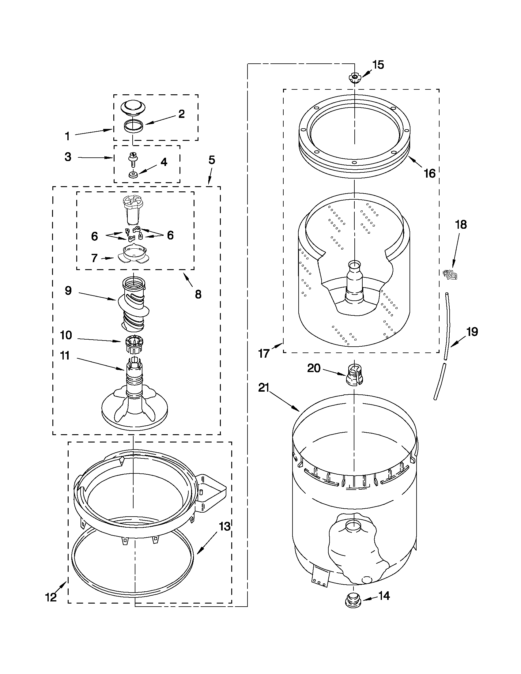 AGITATOR, BASKET AND TUB PARTS