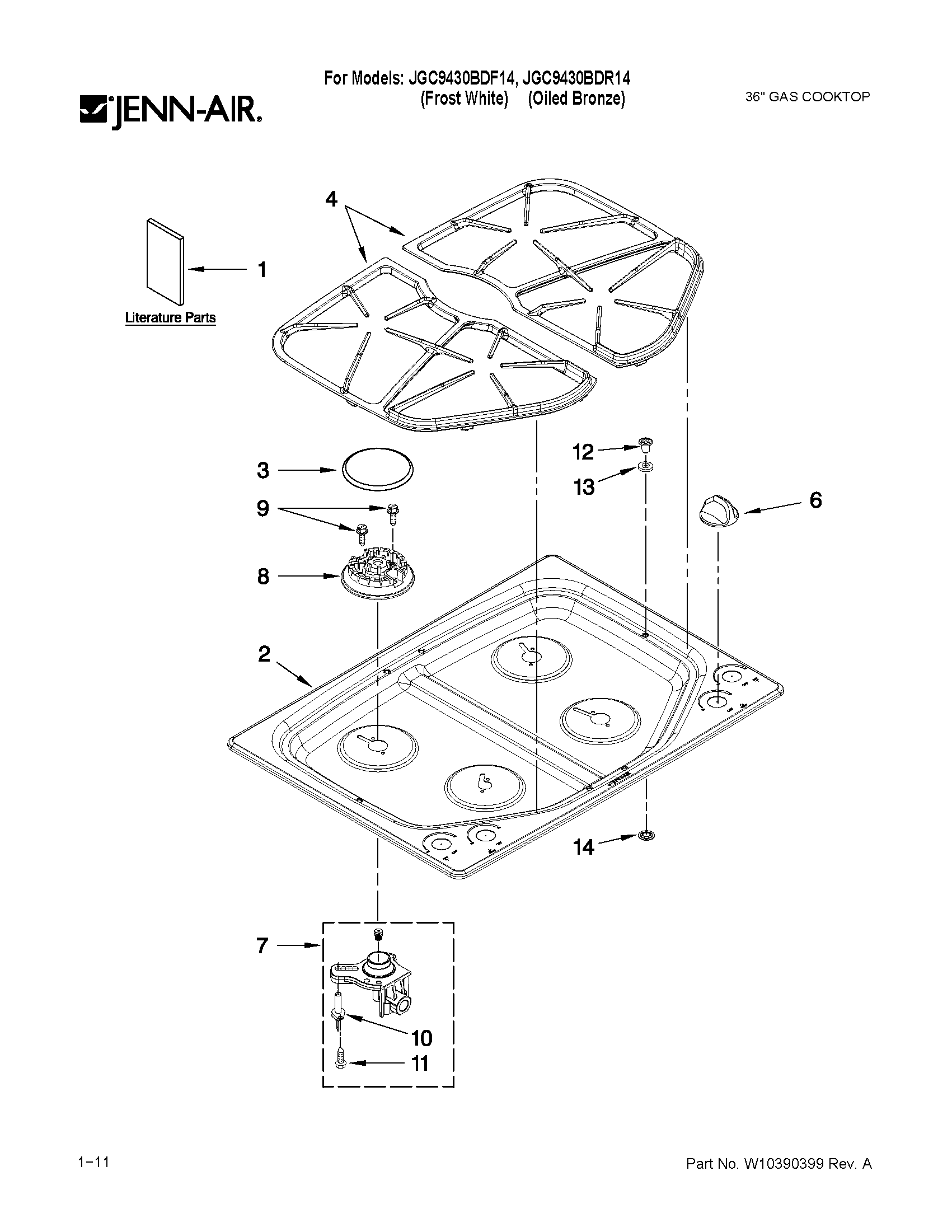 COOKTOP, BURNER AND GRATE PARTS