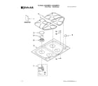 Jenn-Air JGC9430BDR14 cooktop, burner and grate parts diagram