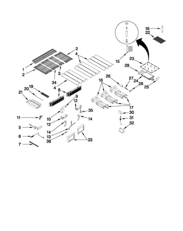 Burners, grates, and lights parts