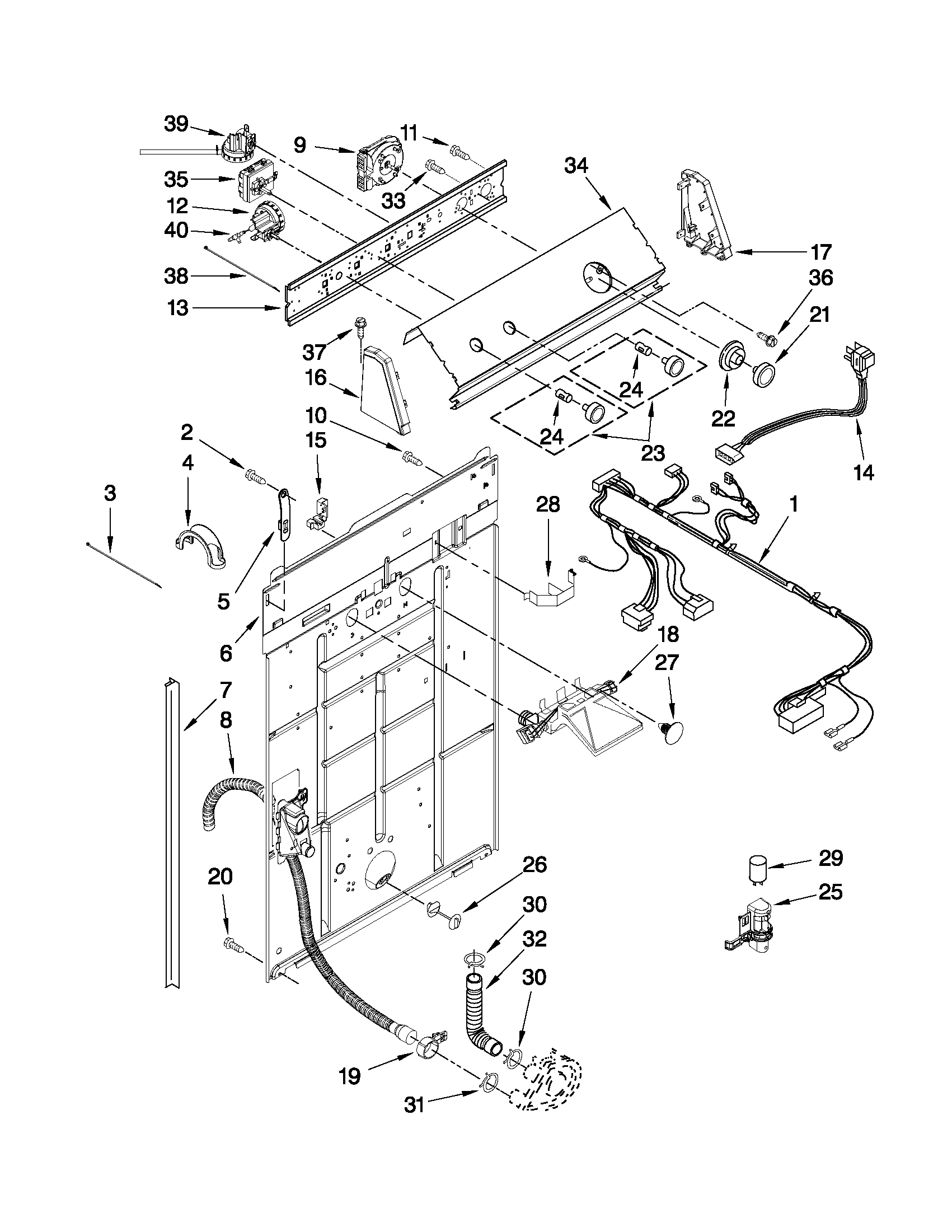 Controls and rear panel parts