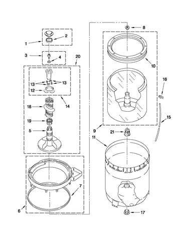 Agitator, basket and tub parts