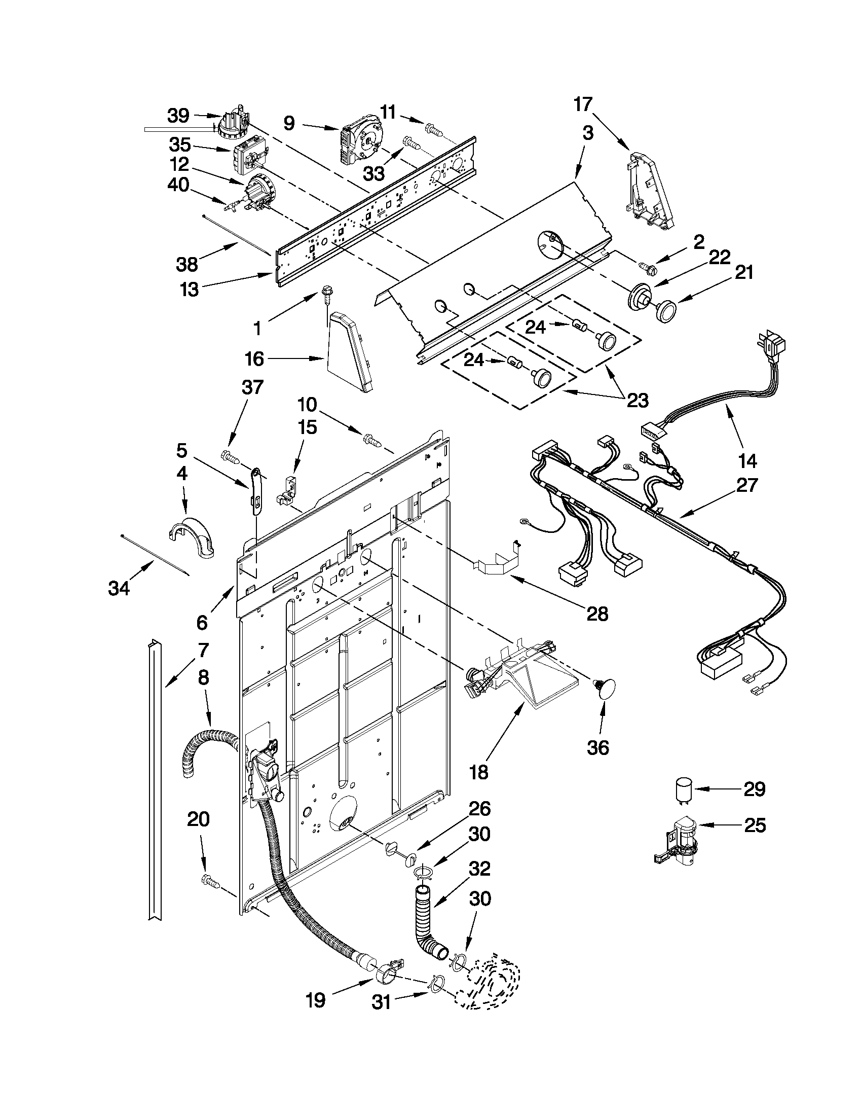 Controls and rear panel parts