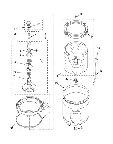 Agitator, basket and tub parts