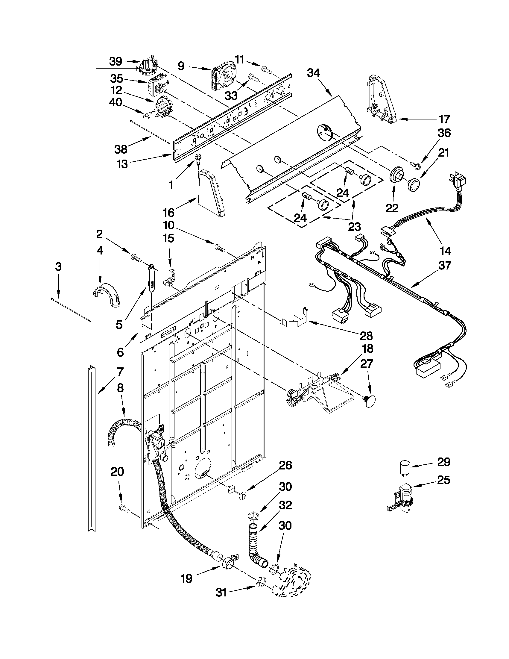 Controls and rear panel parts