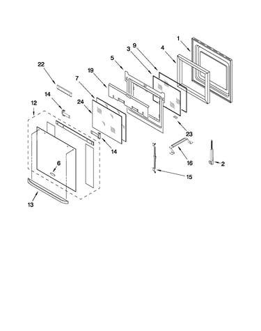 Upper oven door parts