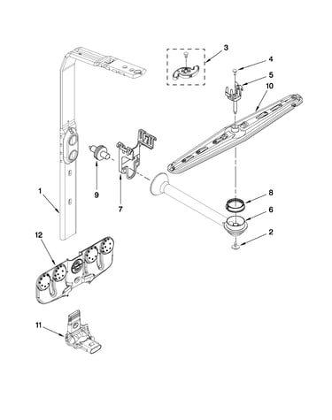 Upper wash and rinse parts