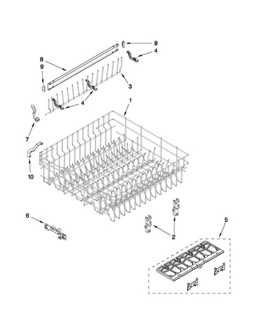 Upper rack and track parts