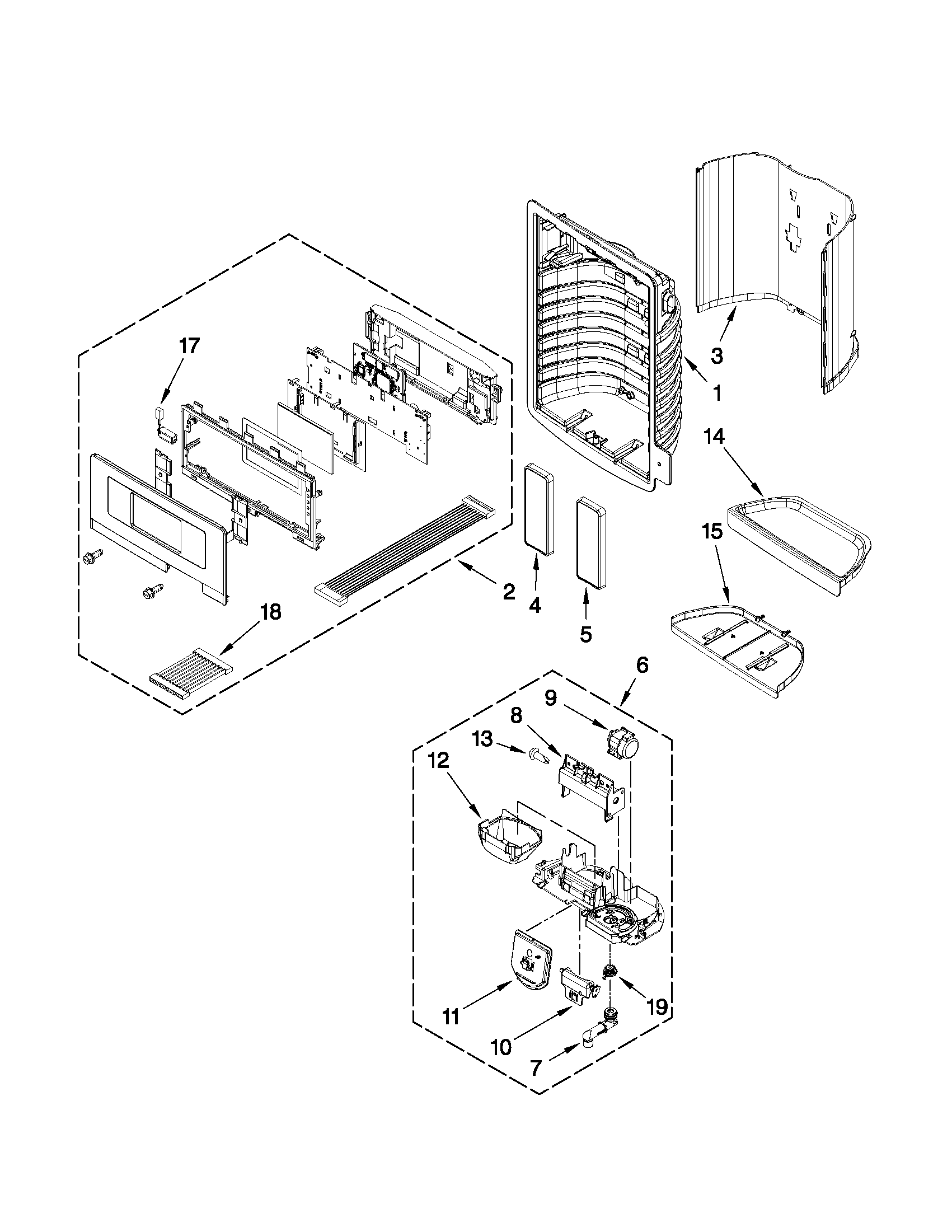 Dispenser front parts