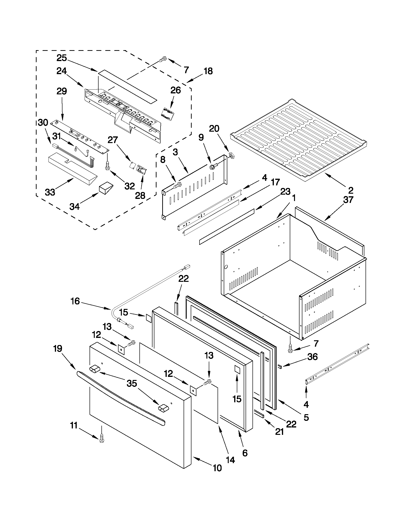 Upper drawer parts