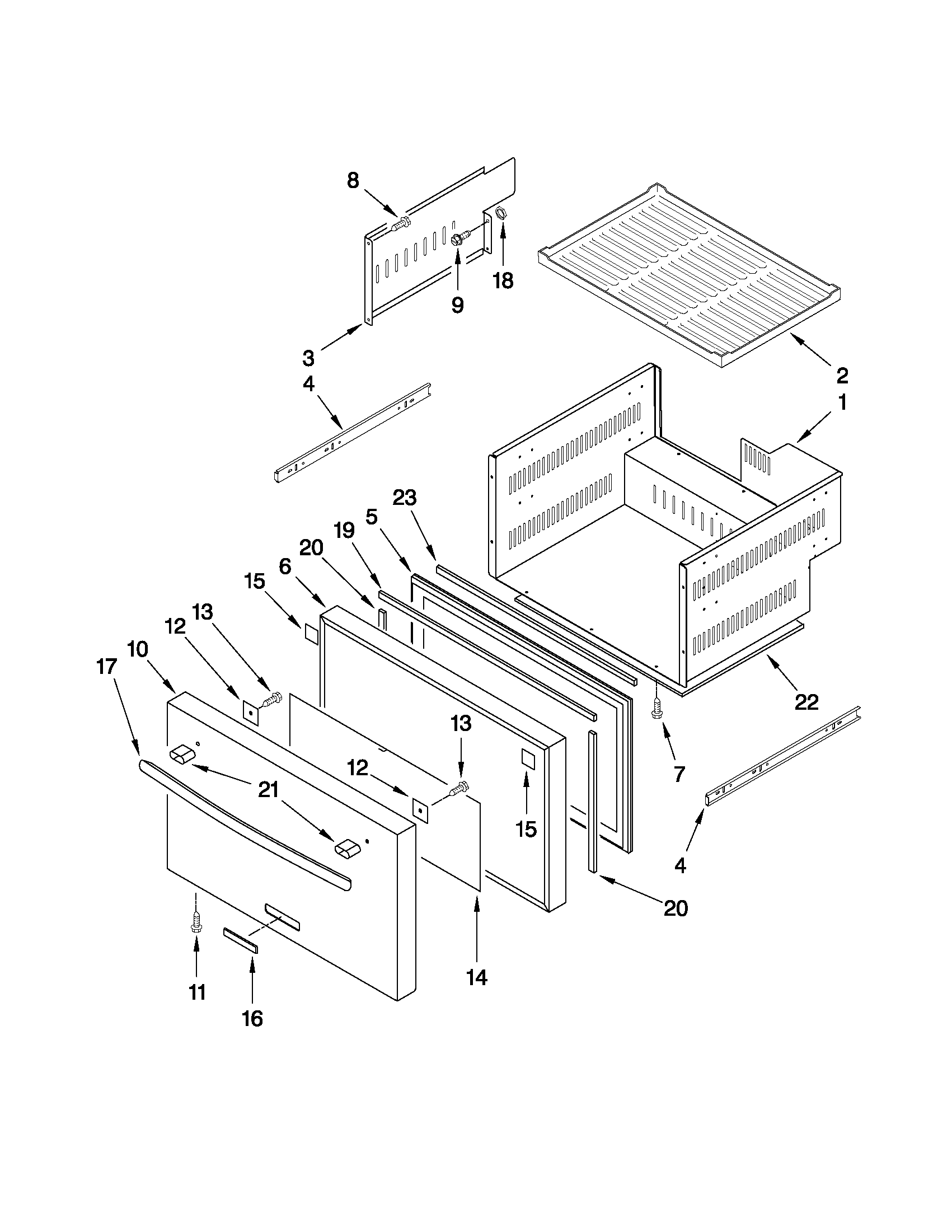 Lower drawer parts
