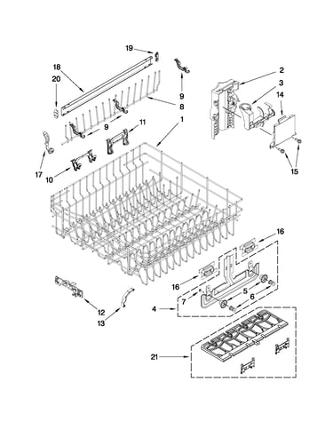Upper rack and track parts