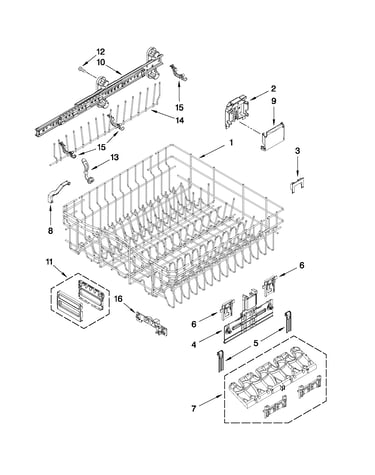 Upper rack and track parts
