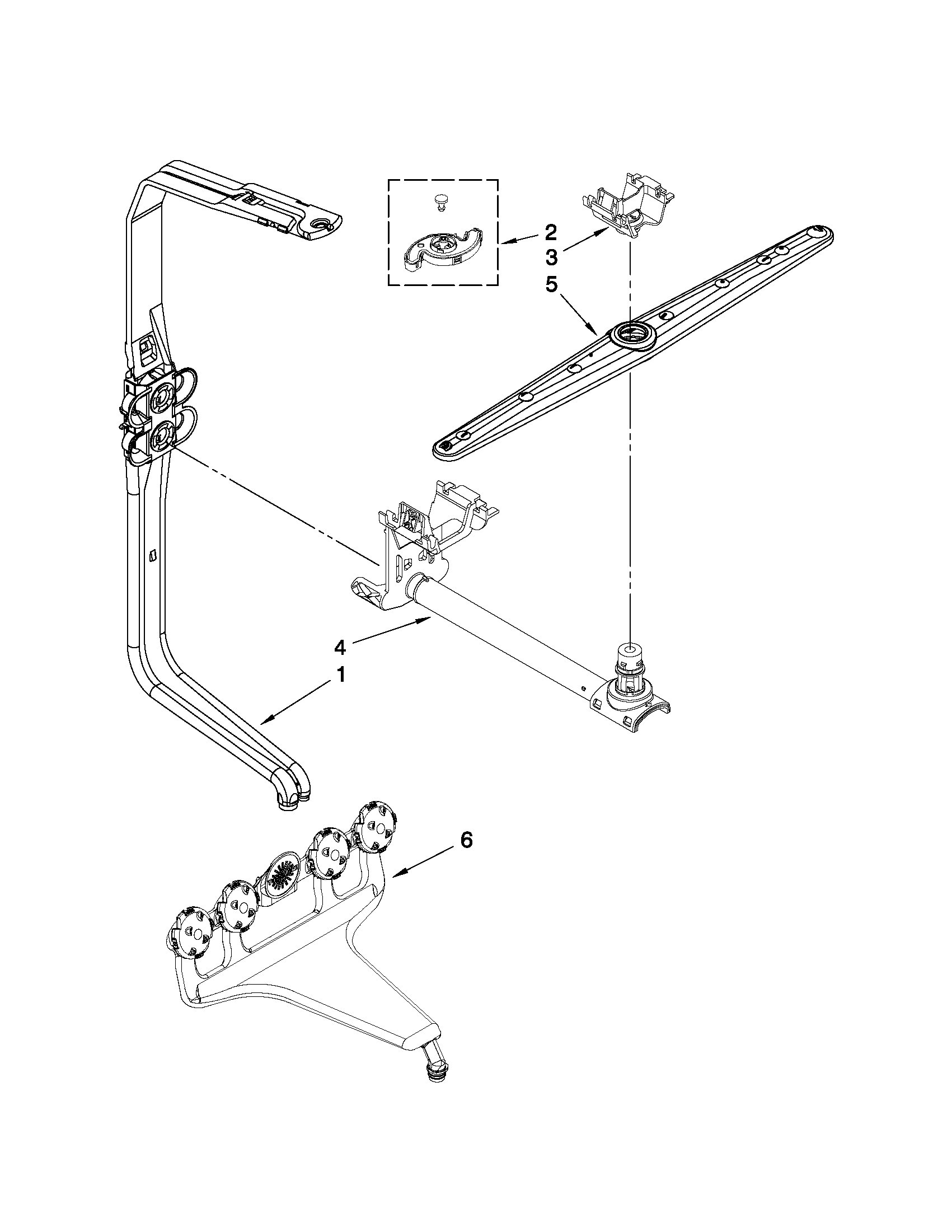 Upper wash and rinse parts